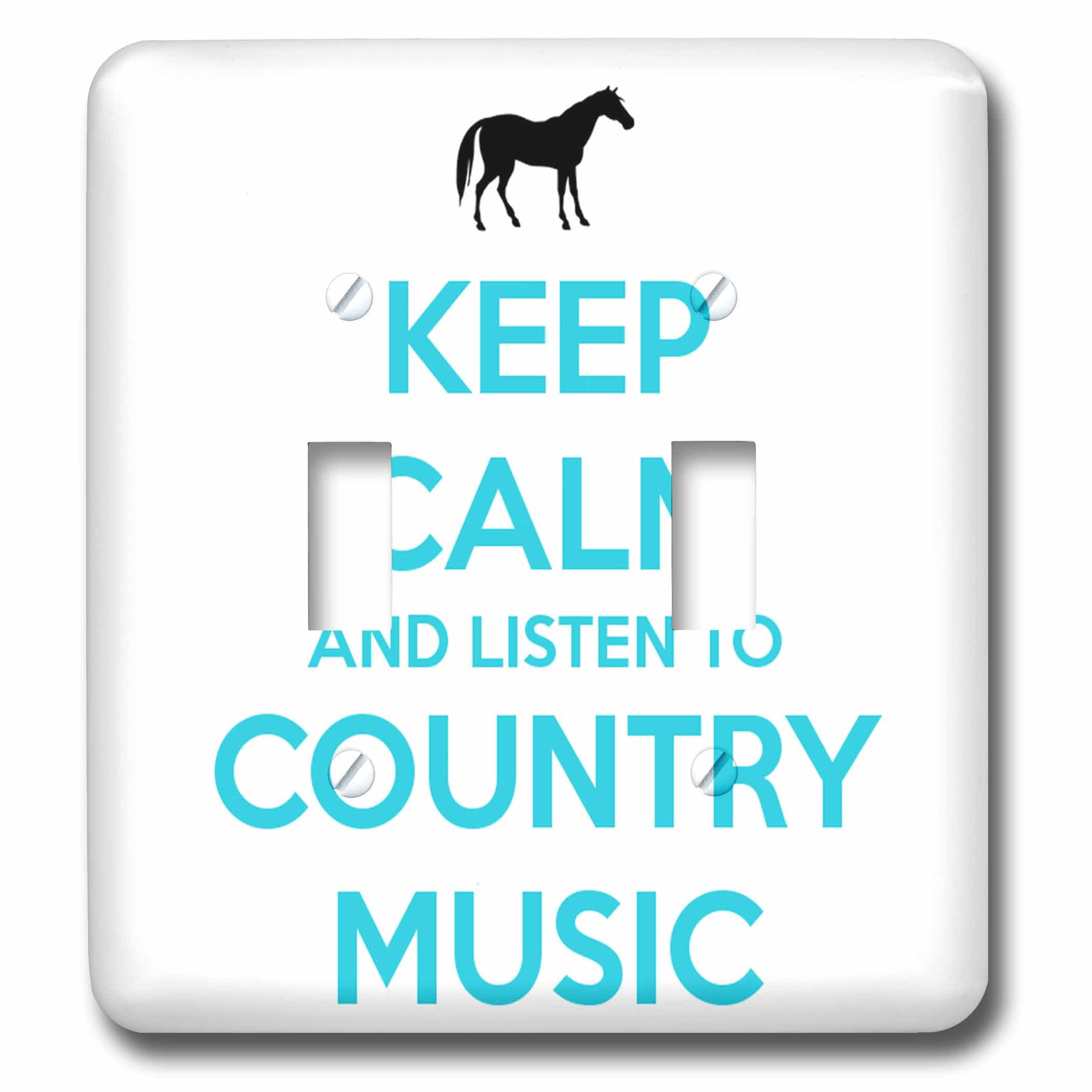 Double interrupteur à bascule Keep Calm country music 3dRose décor équestre blanc et turquoise