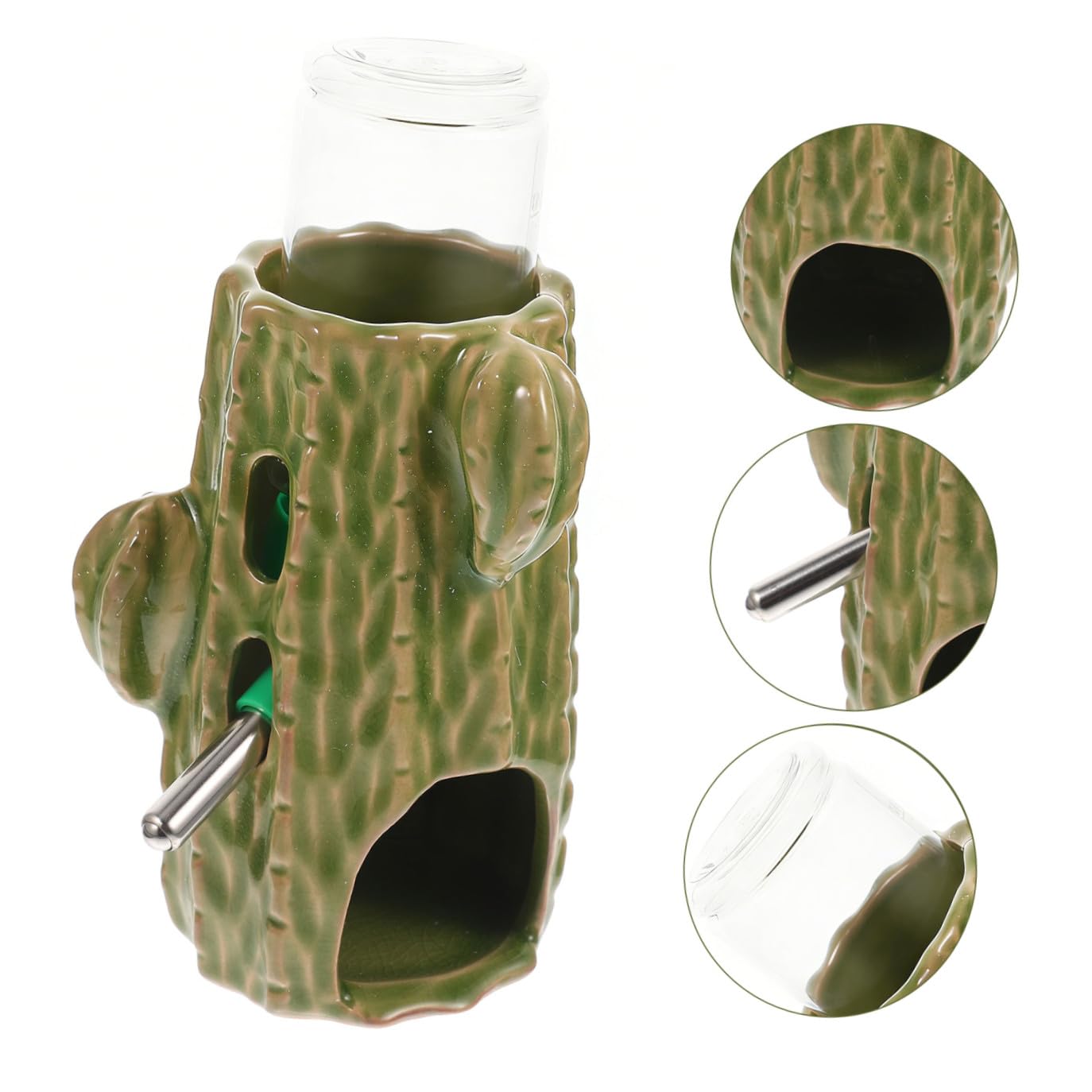 Keramik Hamsterflasche mit 80ml Fassungsvermögen und Praktischem Wasserstandsanzeige Inklusive Verstellbarem Ständer für Chinchillas und Meerschweinchen im Haushalt