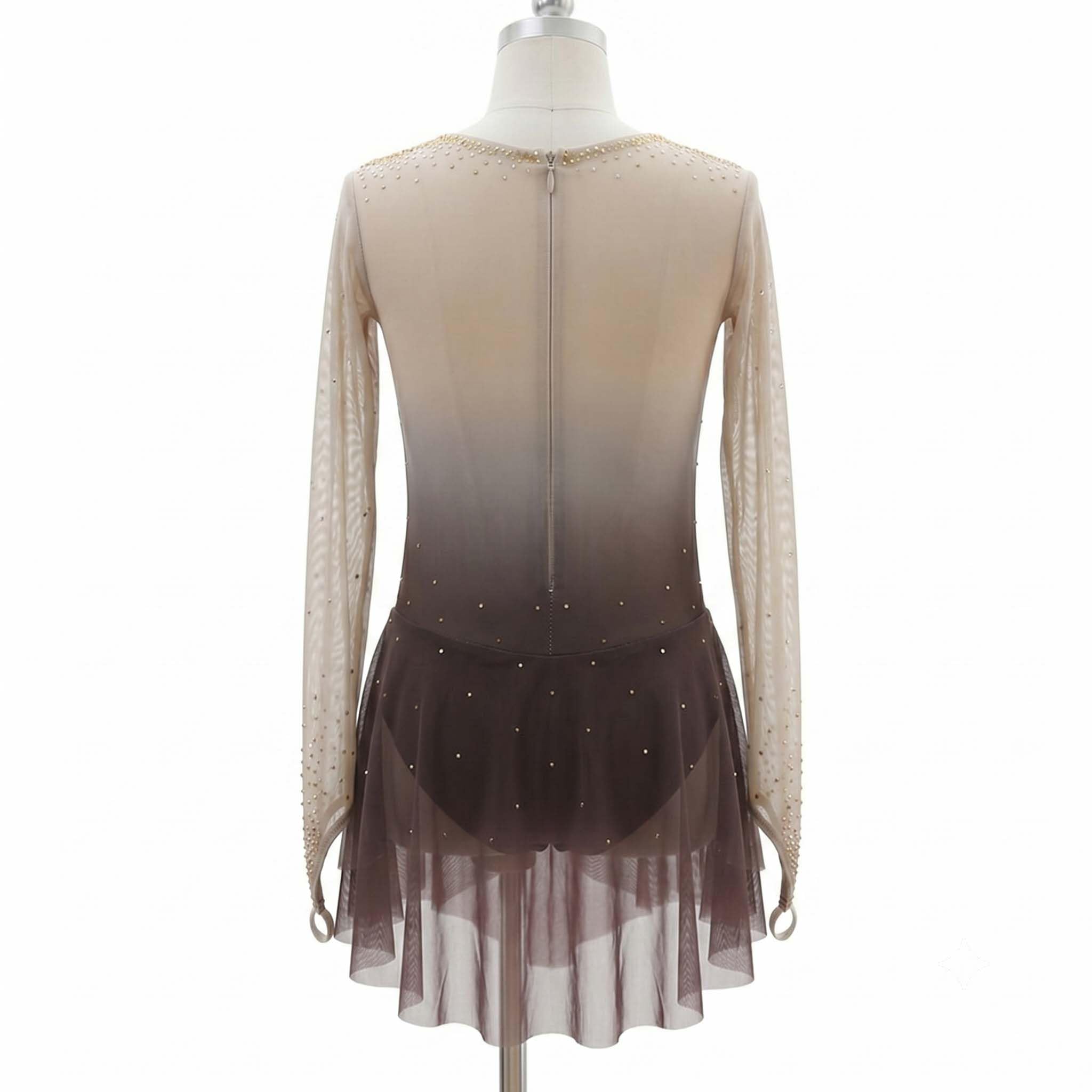 purpleq Vestido de Patinaje Artístico, Leotardo con Bordado de Hoja de Oro y Pedrería Hecha a Mano, Traje Profesional para Competencias de Patinaje sobre Hielo, Danza y Presentaciones