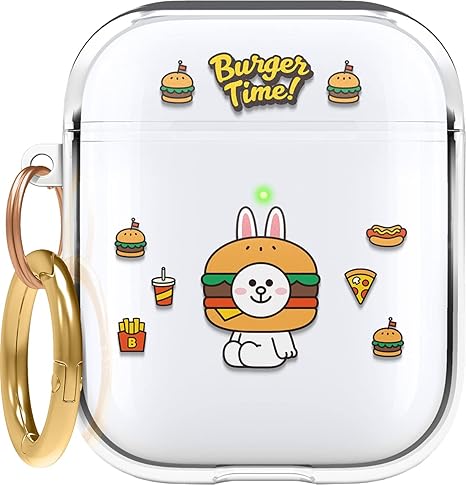 Amazon Co Jp Elago Airpods 対応 ケース ラインフレンズ 公式 ライセンス 商品 クリア カバー 落下防止 カラビナ 付 可愛い Lineフレンズ クリアケース Apple Airpods1 Airpods2 Wireless Charging Case エアポッツ エアーポッズ 対応 Line Friends Burger Time