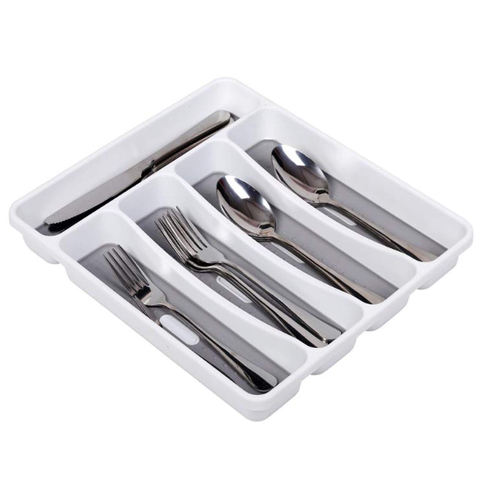 Esta Bandeja para Cubiertos para cajones, cajón para Cubiertos sintético, Almacenamiento de Utensilios de Plata con Fondo de Goma, Organizador de cajones Antideslizante (Cubiertos no incluid