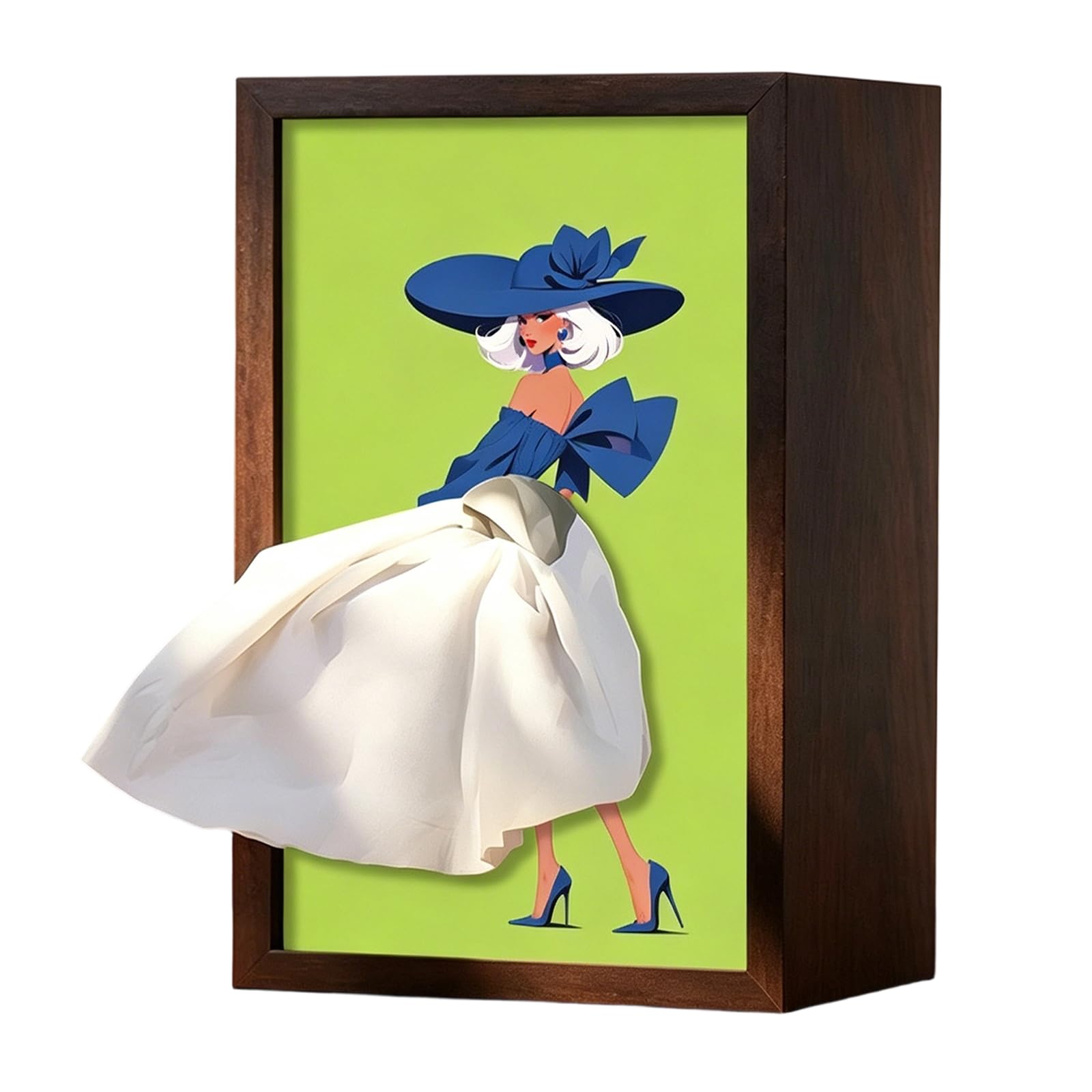 CRGANGZY Ballet Dancer Tissue Box, Ballet Girl Wood Tissue Box Decorative Desktop Organizer, Ballerina Wood Skirt Napkin Dispenser for Home Office Bedroom Bathroom Party Use