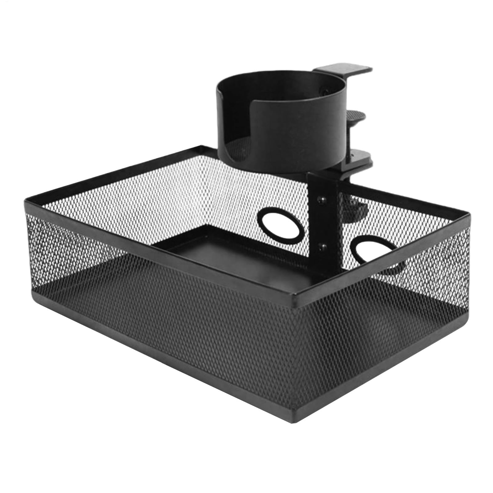 Under the Desk Drawer, Cesta de almacenamiento giratoria, 9,84 x 6,69 x 2,76 pulgadas, soporte para bebidas corregido, organizador de drawer oculto, bandeja deslizante de metal, función de agujero de