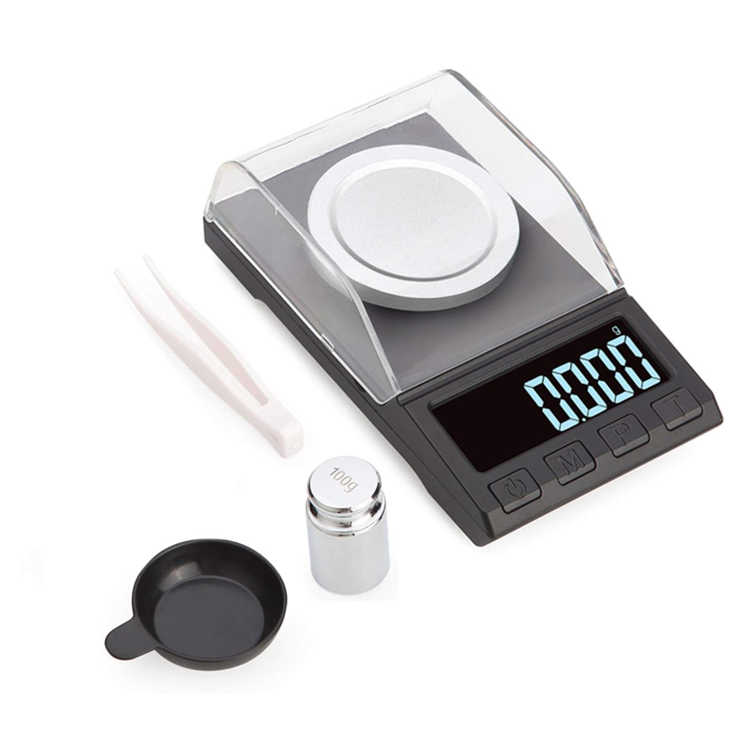 amiciTools High Precision LCD Digital Weighing Scale 100 g/0.006g Powder Gold Jewelry Medicinal Herbs Weighing Electronic Pocket Scales with 2xAAA Battery (100g)