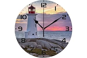Sunset Behind The Lighthouse Wall Clock