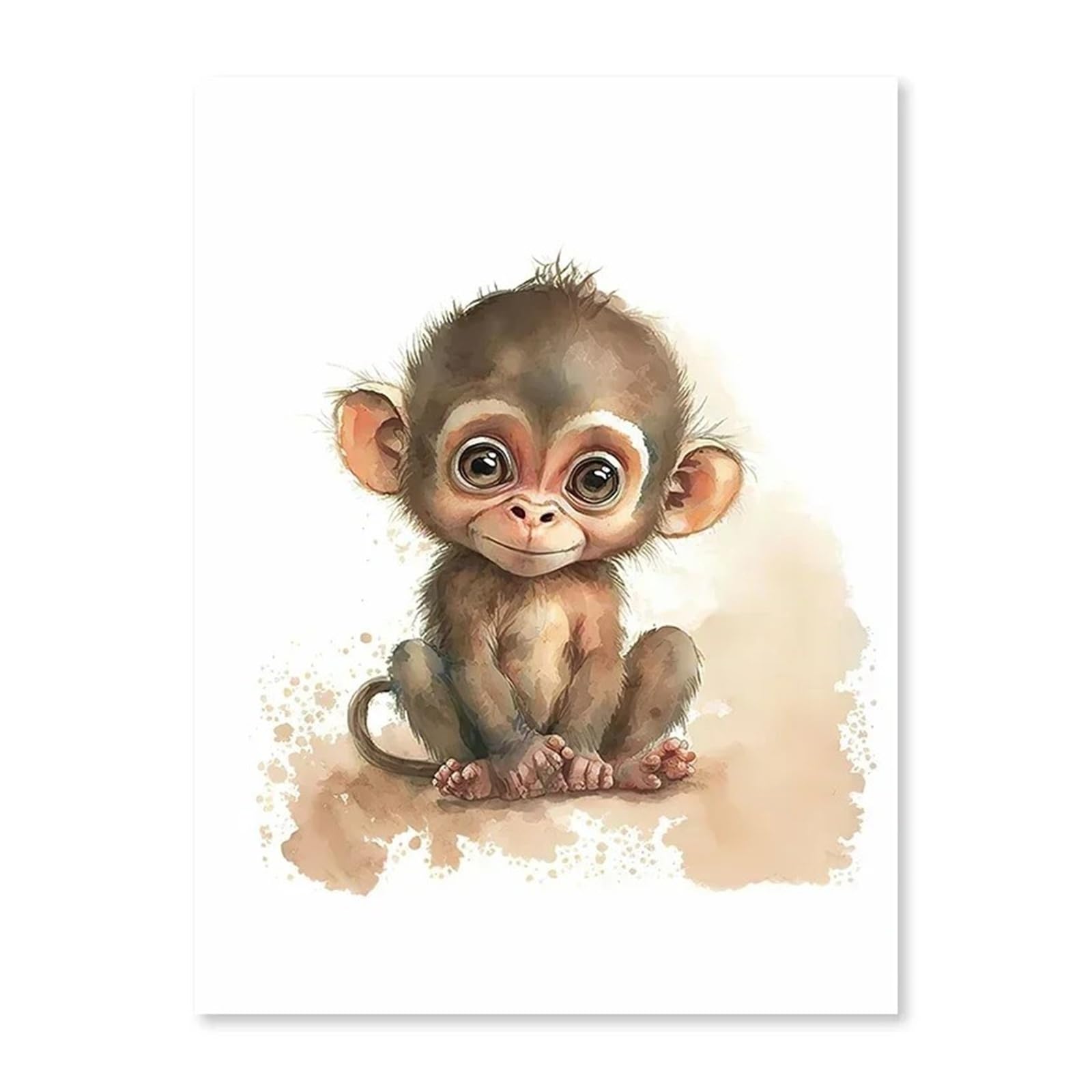 XENITE Wall Art Canvas Prints Elephant Panda Tiger Koala Cat Cartoon Animal Watercolor Posters Nursery Canvas Painting Wall Art Print Pictures Baby Room Decor(N,40X50cm)