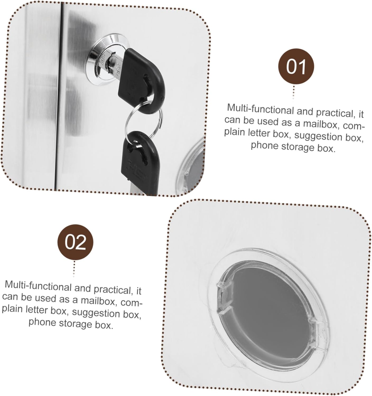 Veemoon Wall Mount Locking Suggestion Box with Stainless Steel Secure Mail and Letter Storage for Home and Business Durable Outdoor Complaint and Donation Deposit Box