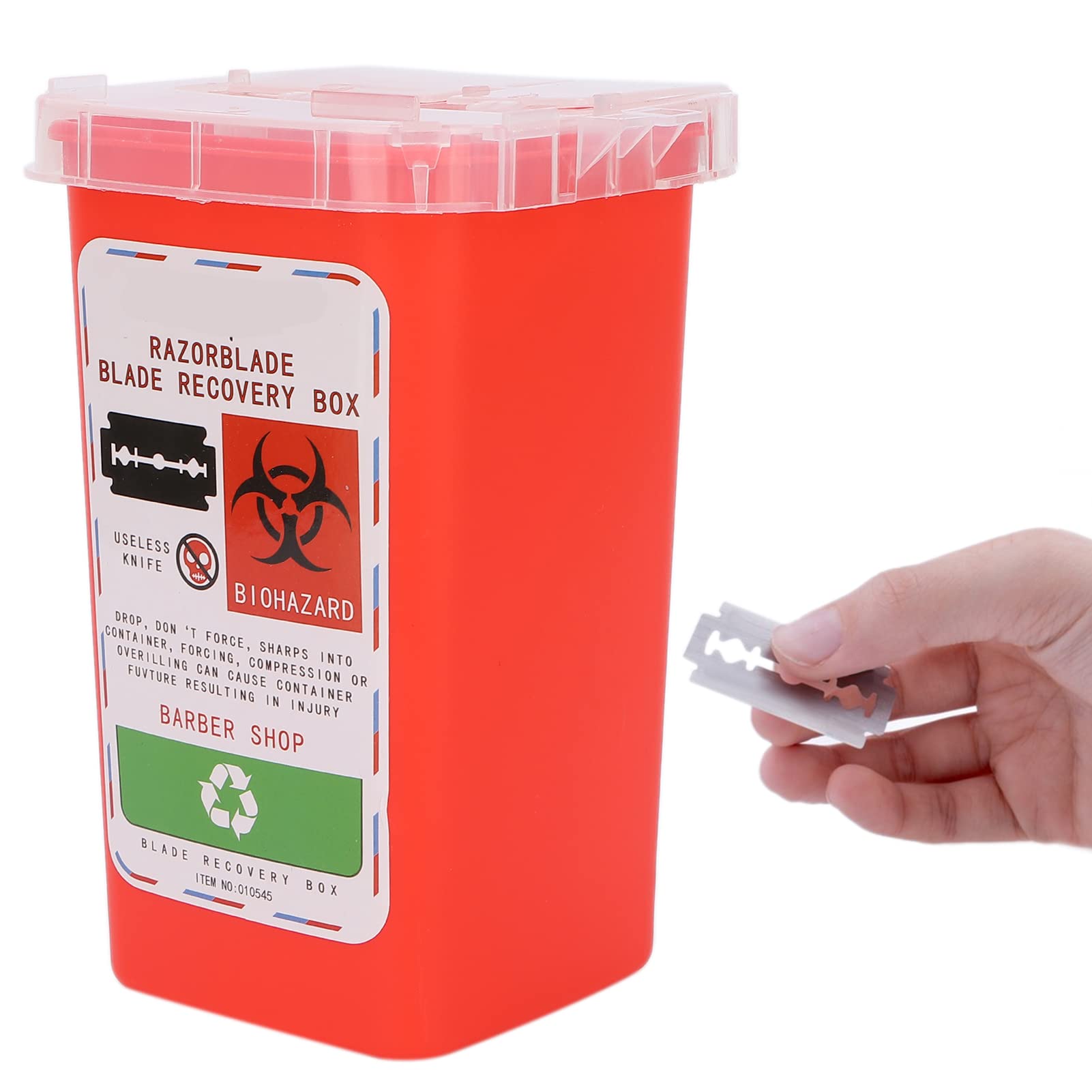 Caja de Desecho de Cuchillas, Contenedor de Cuchillas de Desecho Barbería Peluquería Cuchilla de Afeitar Caja de Recolección de Desecho de Cuchillas (Rojo)