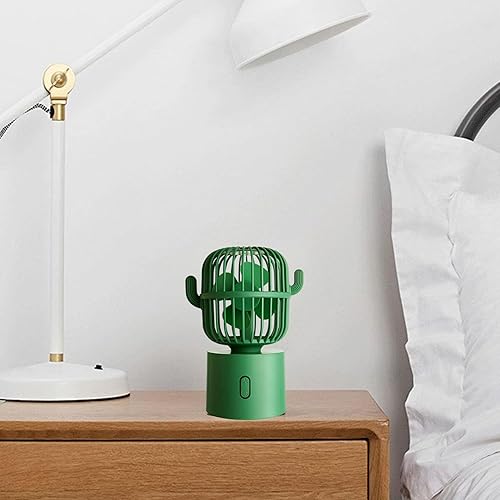Miniatura 5 de Ventilador de mano portátil para viajes, ventilador de cactus, lindo ventilador de escritorio pequeño, silencioso ventilador de mesa portátil USB