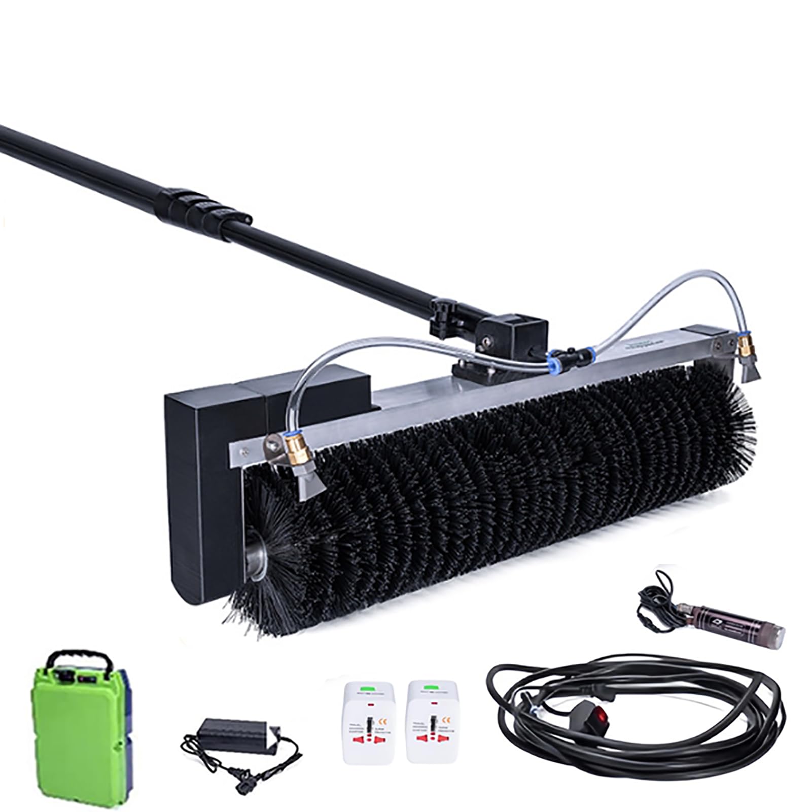 Limpiador automático de paneles solares con rotación de 360°, cepillo de 60 cm y sistema de pulverización eficiente que ahorra agua, herramienta de limpieza fotovoltaica portátil