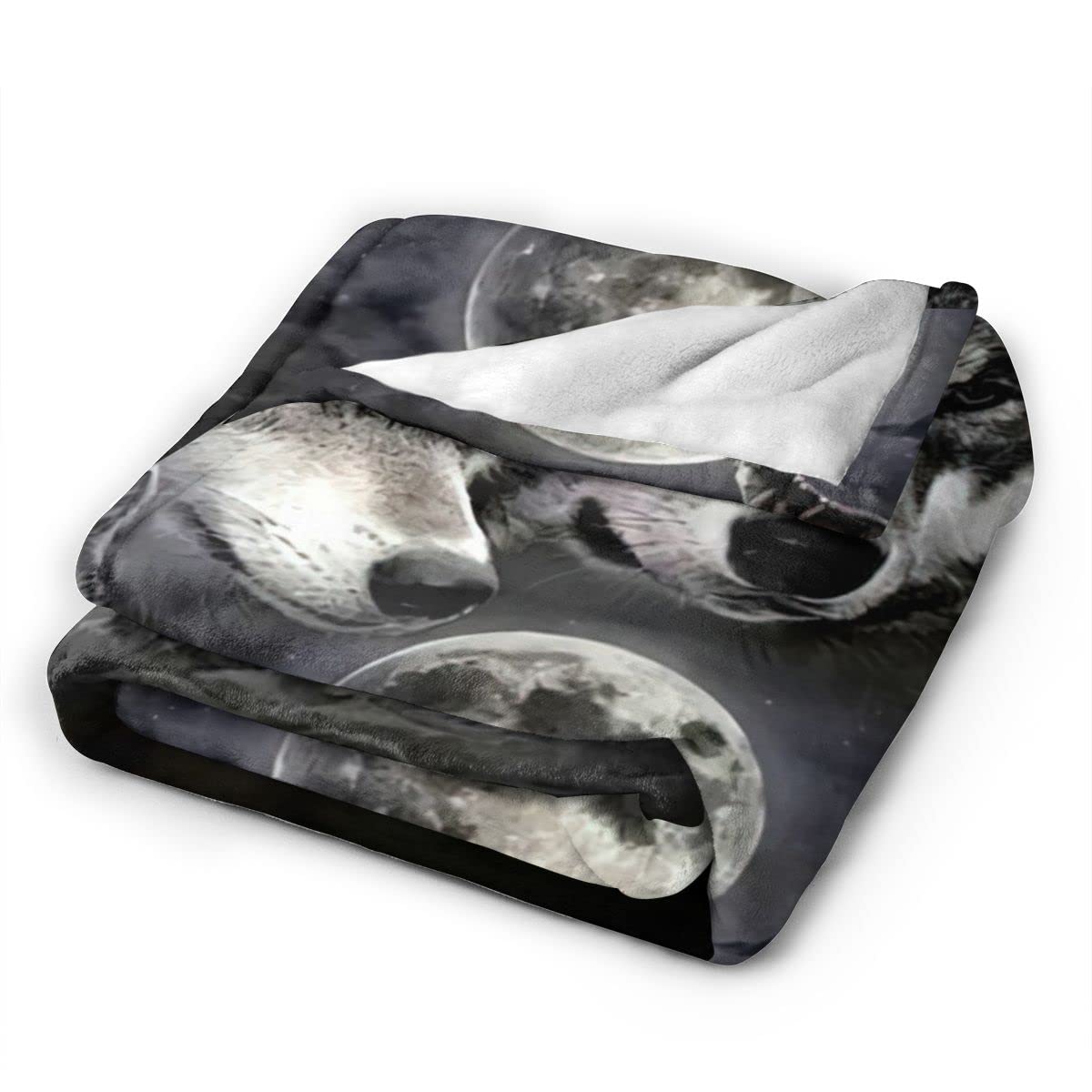 Couverture Polaire 220x240 Adulte Loup Animal Noir, Moelleuse Plaid Canape Polaire en Microfibre pour Canapé et Lit, Plaid Couverture Lit 2 Personnes en Flanelle Douce et Chaude