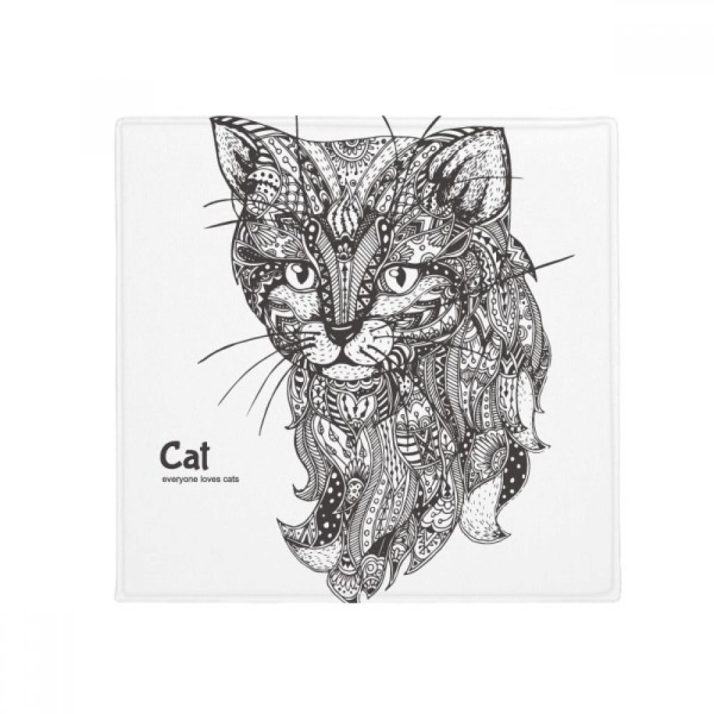 Tapis de sol chat peinture calme 80x80cm multicolore et anti-dérapant