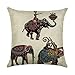 Produktbild hengjiang Kissen Southeast asiatischen Stil Elefant Gemälde 120 g Dicke Baumwolle Leinen doppelseitig 45,7 x 45,7 cm 45 x 45 cm Überwurf Kissen für Home Sofa Bett Deko 15