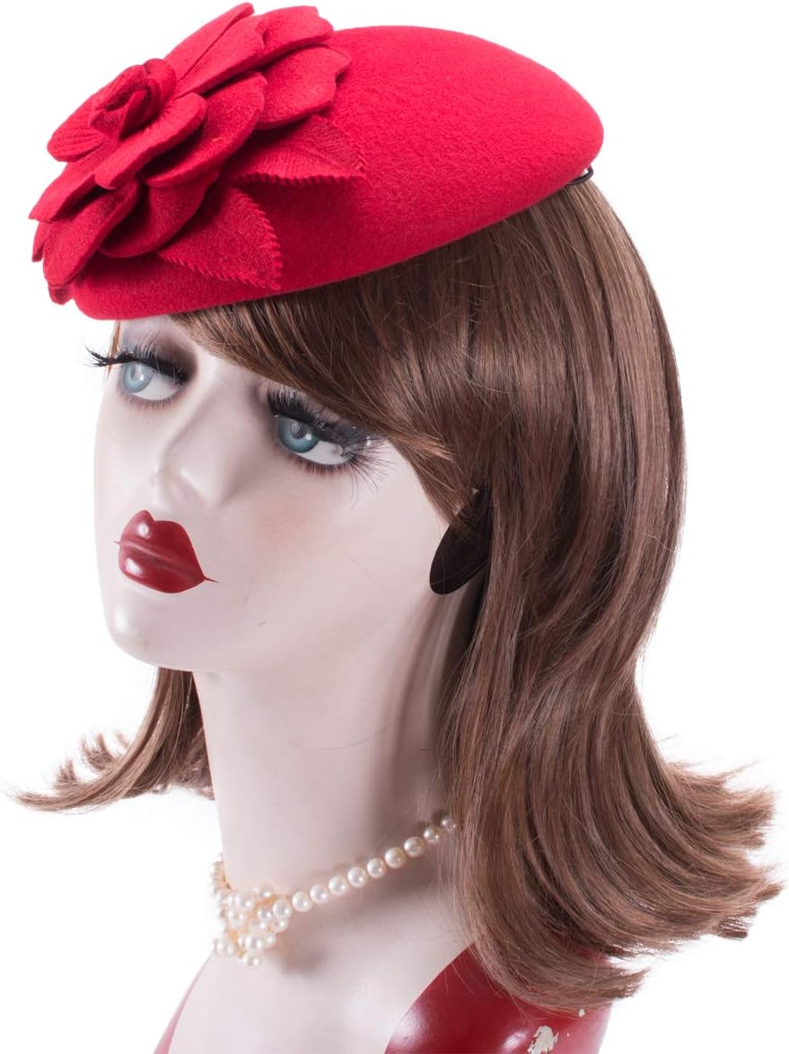 Lawliet Womens Dressy Fascinator Beret Wool Felt Pillbox Hat Wedding Occasion Headpiece A083 - Image 8