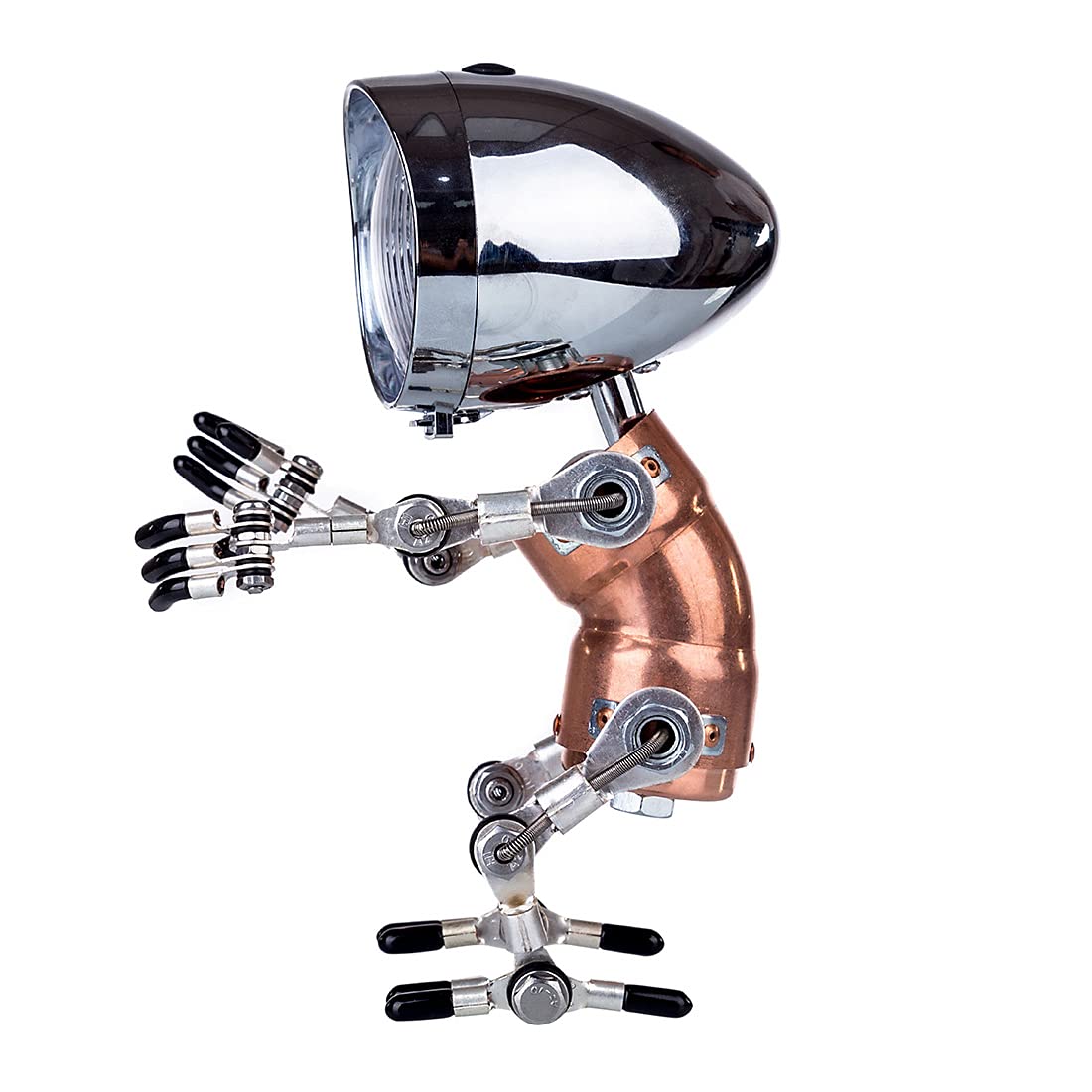 3D metalowy model lampy do montażu robota dla dorosłych, DIY, steampunk, ręcznie wykonany, mechaniczny metalowy robot, kreatywne wyznaczanie trendów, dekoracyjne prezenty dla mężczyzn (model zasilany