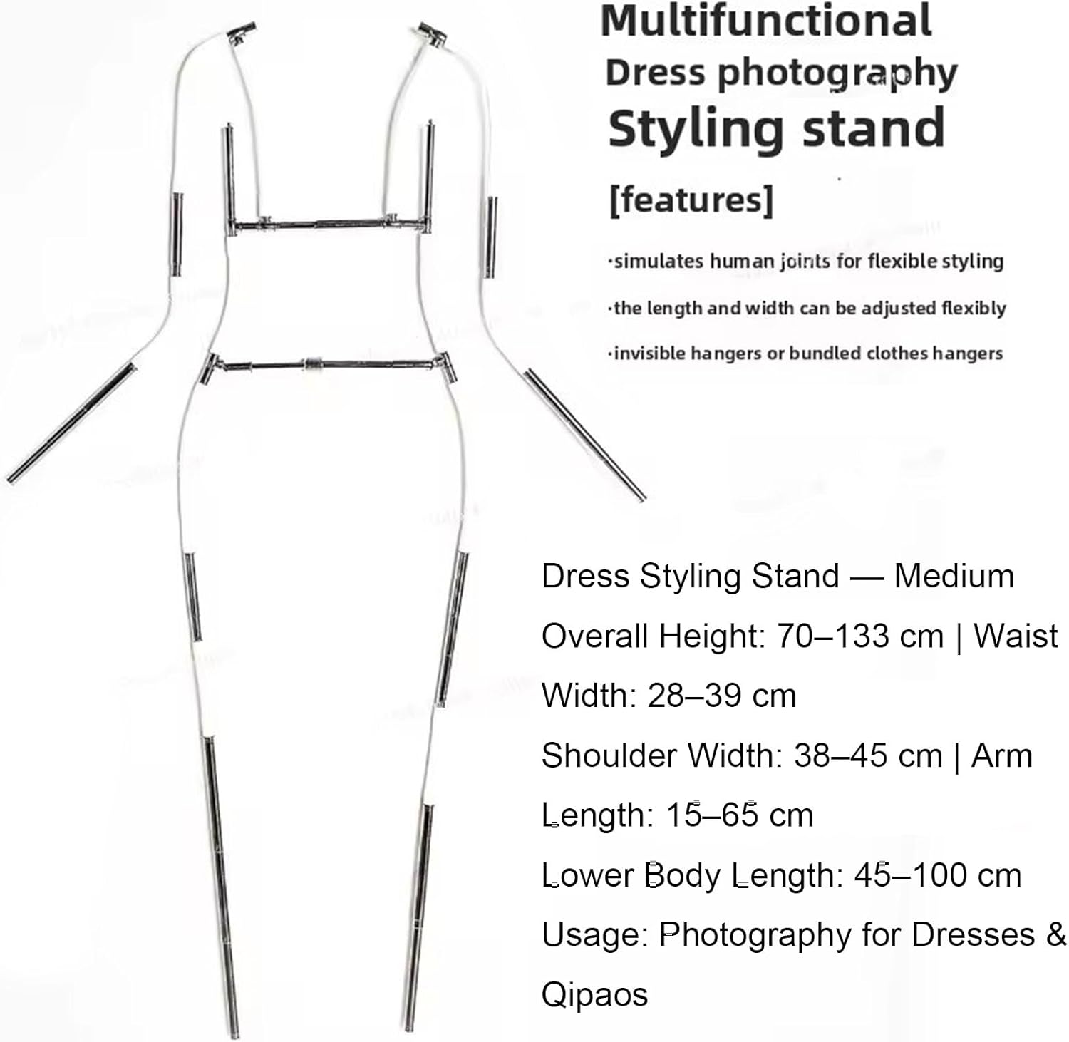 Metal Body Shape Clothing Display Hangers, Adjustable Dress Form Mannequin for Women, Hanging Other Fashionable Clothing, Photography Show Fashionable Dress Form,M
