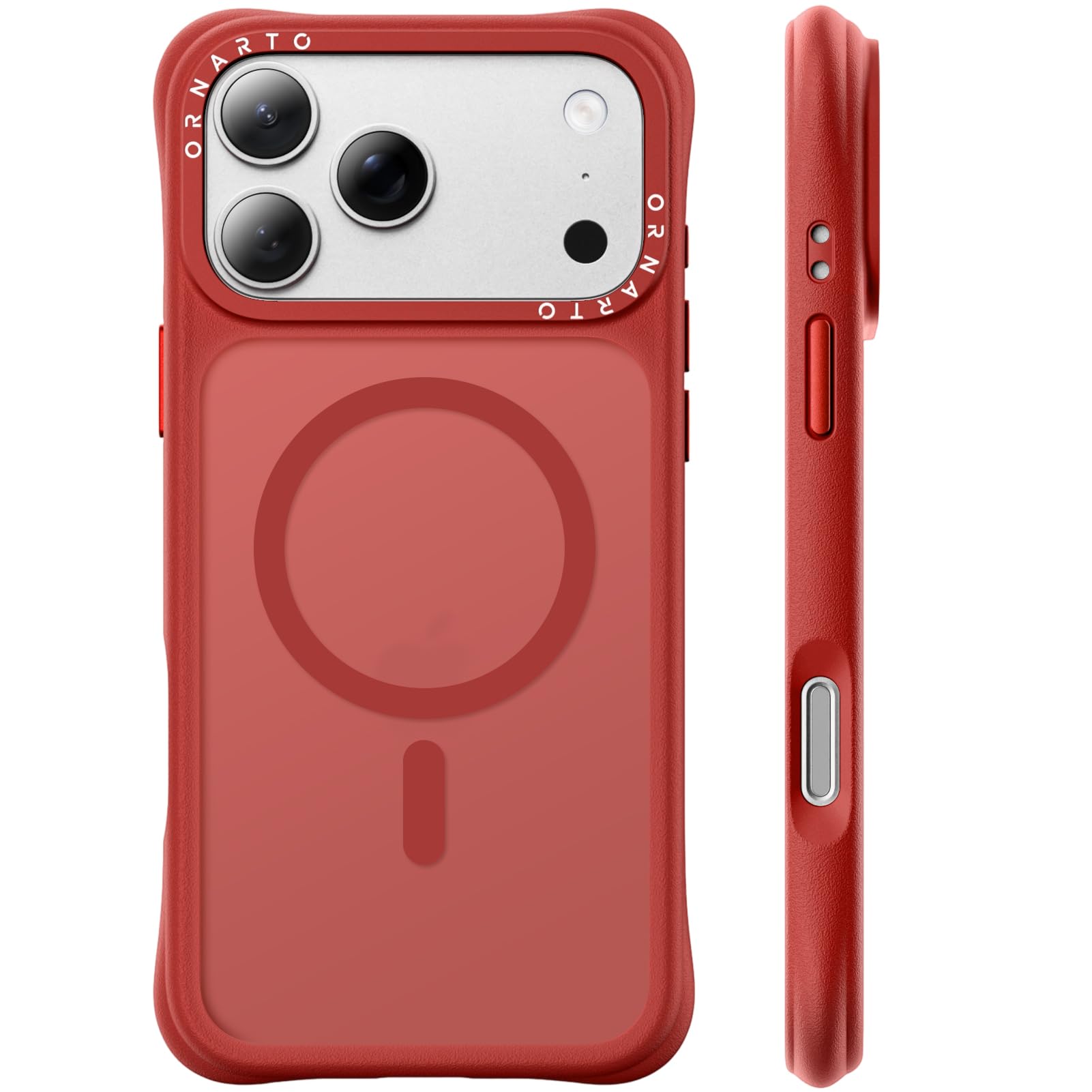 Photo 1 of ORNARTO Magnetic Case for iPhone 17 Pro Max, Translucent Matte, Red