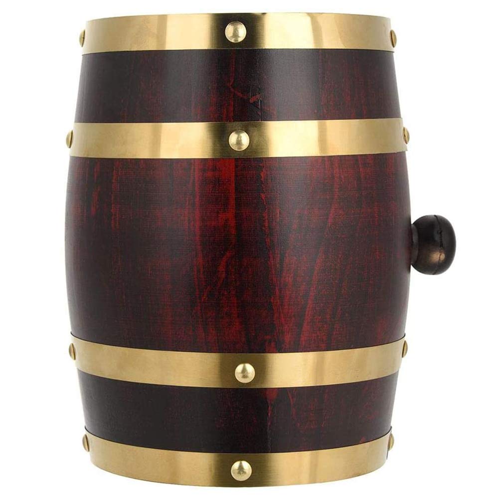 Barril de roble hecho a mano de 1,5 l con soporte y grifo de madera para envejecer whisky, ron, oporto y vino