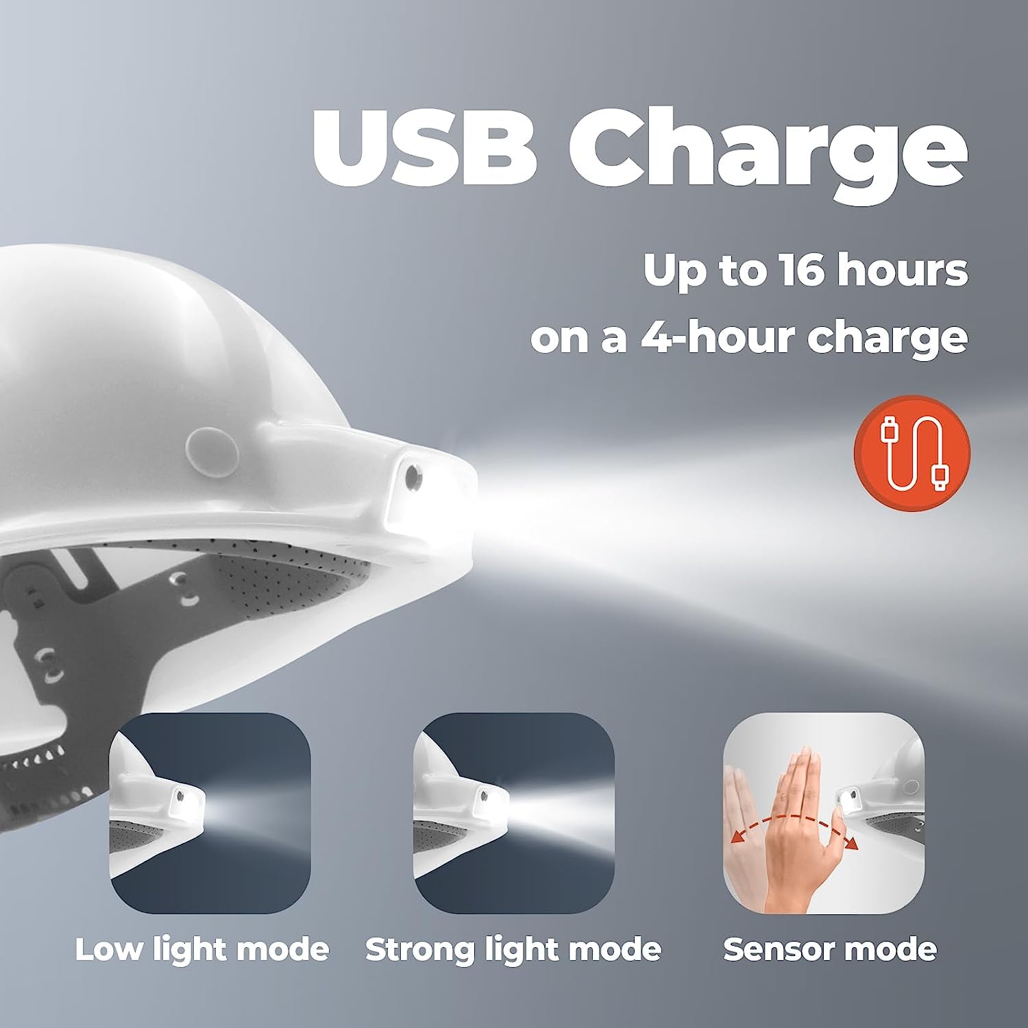 Bauhelm mit LED, Mustbau Sicherheitsheilm, 5-Stück Arbeitshelm Schutzhelm für 53-65 cm Kopfumfang verstellbar, mit Schweißband, EN397