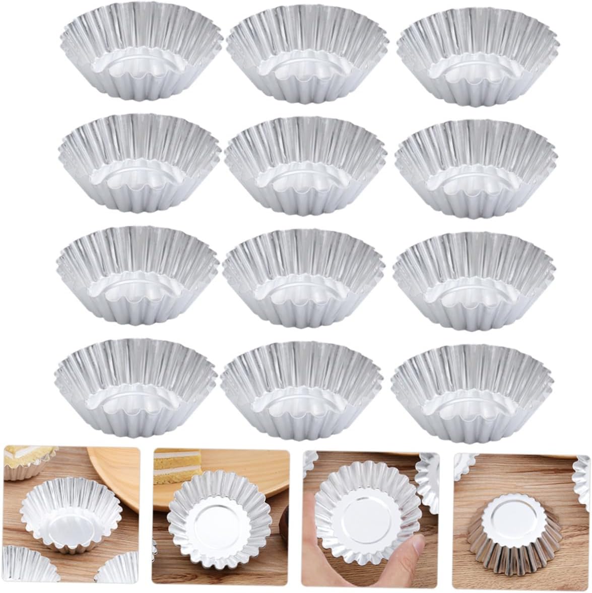 LABRIMP 100pcs Aluminum Alloy Tart Non-stick Muffin Baking Cups Cupcake Molds for Bakery Use Easy Release and Practical Kitchen Tool