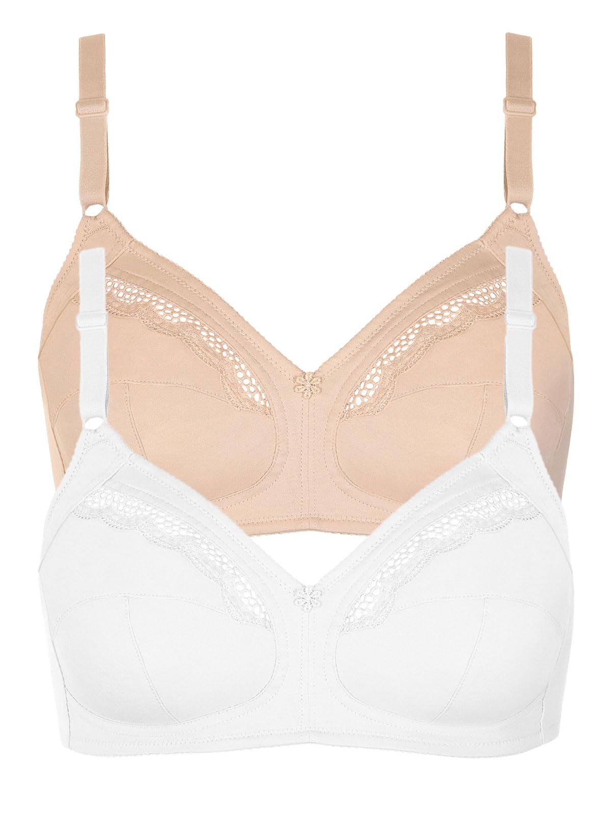 Lisca Women's Skin-White Pack Of 2 Non-Wired Bra Manja 020146 40C