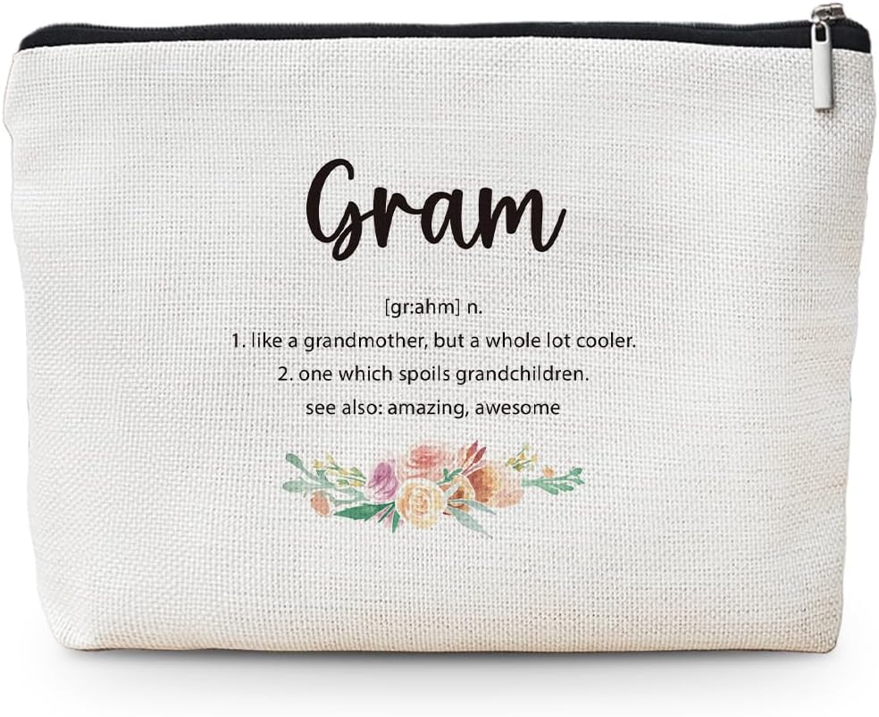 Gram Gifts Makeup Bag, Best Gram Gifts for Christmas from Grandkids Cosmetic Bag for Women, Grandma Gift from Granddaughter Grandson Toiletry Bags Zipper Makeup Pouch