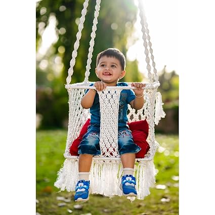 Swing for Kids/Jhula for Kids/Jhula for Baby/Baby Hanging Swing/Kids Chair/Baby Garden Swing/Baby Swing Chair/Swing for Kids for Home/Swing for Kids 1-5 Years/Swing for Kids Indoor(White Square Swing)