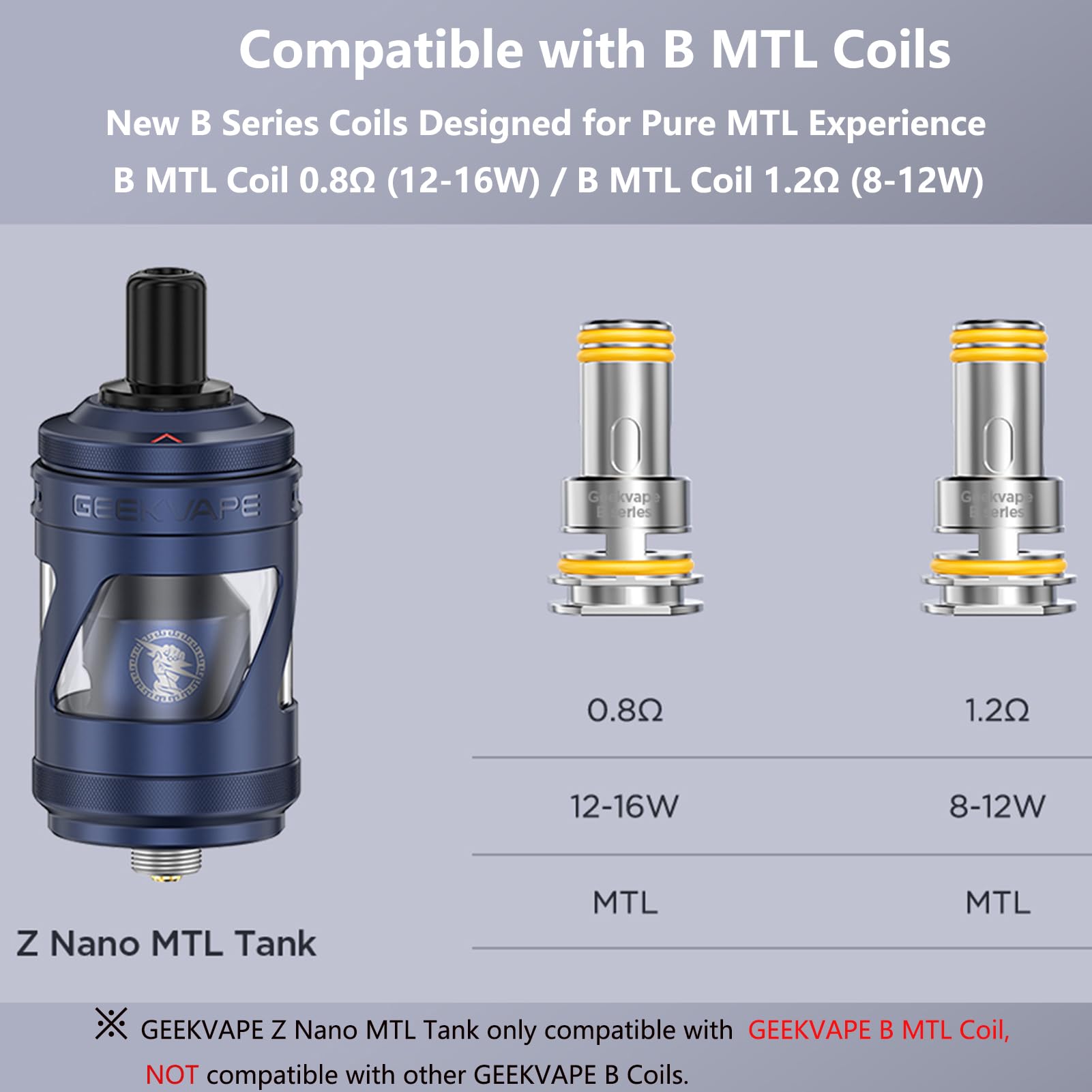 GEEKVAPE B MTL 0.8Ω Coil (12-16W) - Only compatible with GEEKVAPE Z Nano MTL  tank - 4 pieces