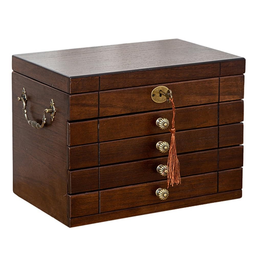 Boîte à bijoux vintage sur coiffeuse : grand rangement multicouche chic