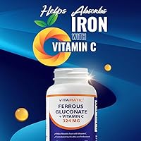 Vista 4 de Vitamatic Gluconato ferroso 324 mg + vitamina C 100 mg – Sin aditivos de color artificial – Suave para el estómago – 250 tabletas recubiertas