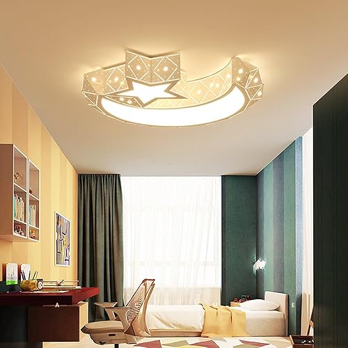 Miniatura 4 de Lámpara de techo LED moderna para habitación de niños, lámpara de techo de estrella blanca y luna, iluminación interior para sala de estar, cocina,