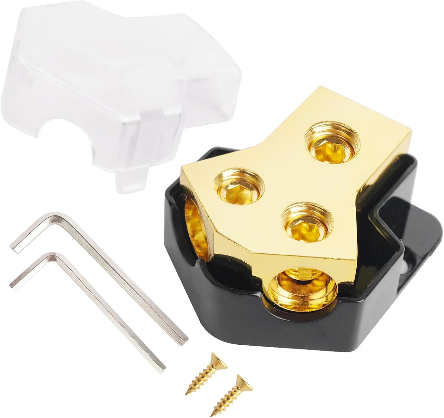 4 Way Power Distribution Block Car Audio Splitter 1x 0 Gauge Input / 3X 4 Gauge Output Ground Distribution Block Amp for Automotive Car Truck Boat Marine, 1PC