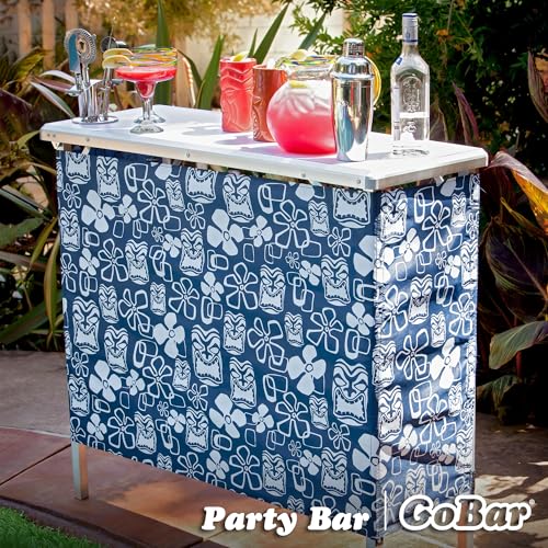 Image of GoBar Portable Bar Table for Events - Pop Up Mobile Bartending Station with Travel Carrying Case - Black