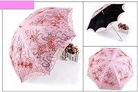 Vista 12 de Honeystore Sombrilla bordada con flor 3D plegable UV con encaje clásico