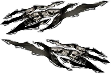 Skull Rip 5 inch Long Motorcycle Sticker sportbike Cruiser Decal Set