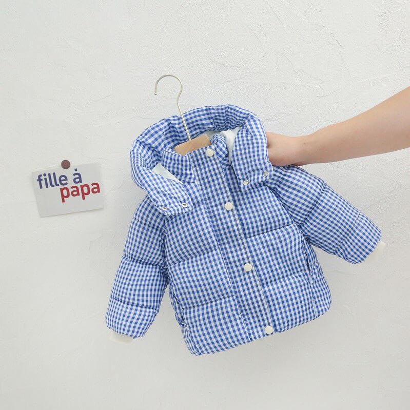 Image of Bold N Elegant Kid's Standard Length Colorful Check Winter Warm Quilted Bomber Hood Jacket Coat Puffer Jacket Coat For Infant Toddler Baby Boy's Girl