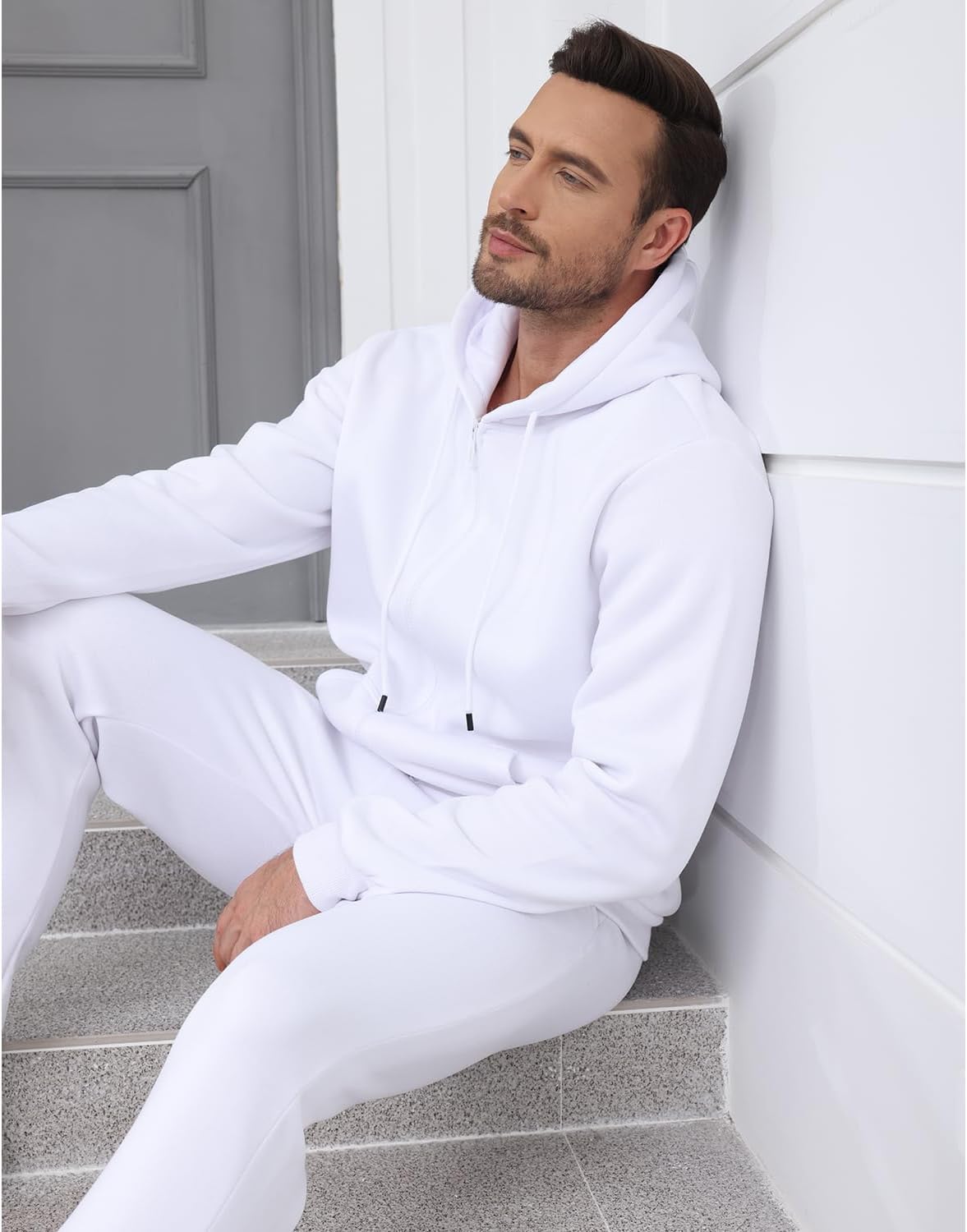 JIHUILAI Mens Tracksuit, Track Jackets and Pants 2 Piece Outfit Mens Hoodie Sweatsuit Full-Zip Fleece Jogger Set, S-3XL - Image 5