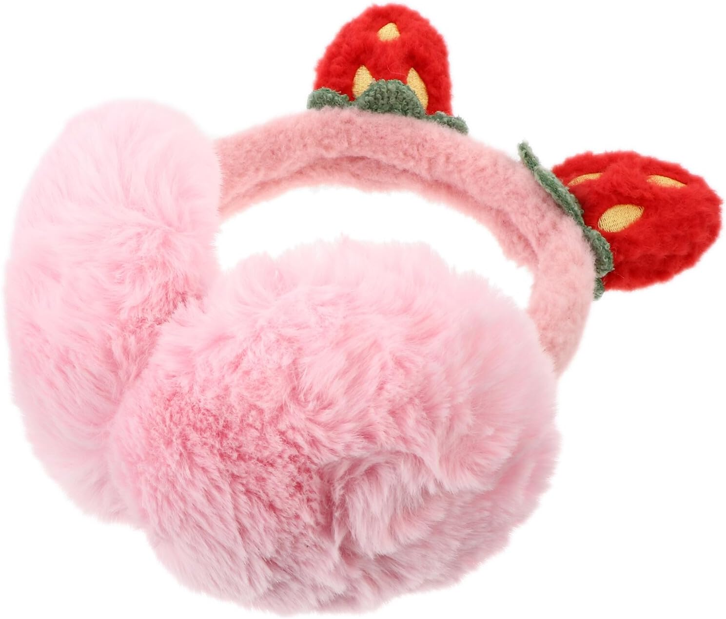 Plush Winter Earmuffs Warm Ear Cover Soft Strawberry Design Women One Size Cold Weather Outdoor Ear Warmer