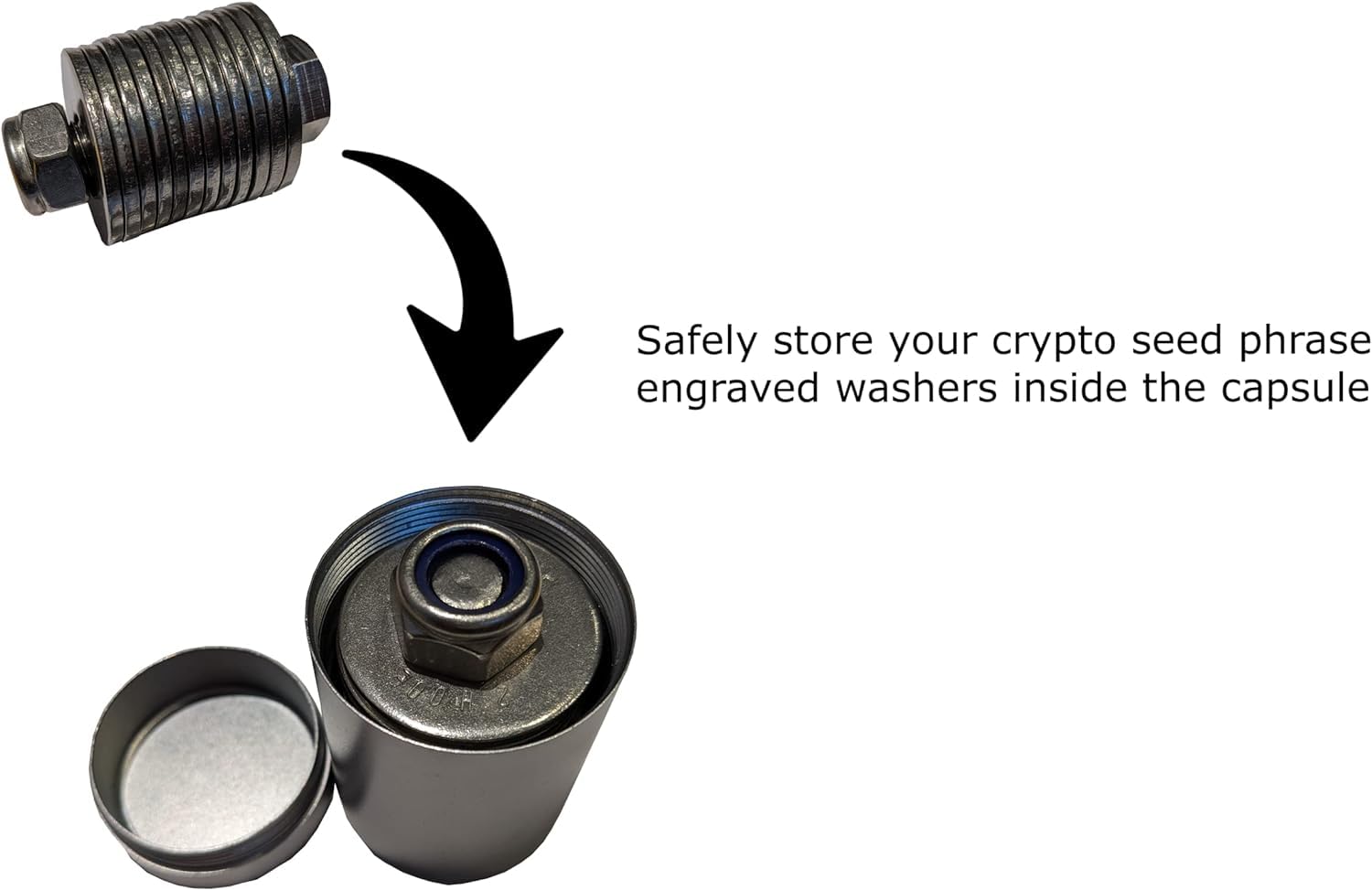 Seed Phrase Metal ArlinaL Steel Bitcoin Crypto Cold Storage Seed Backup,  Compatibile Con Tutti I Portafogli Hardware E Software BIP39, Ignifugo,  Antiurto, Argento Wallet Crypto
