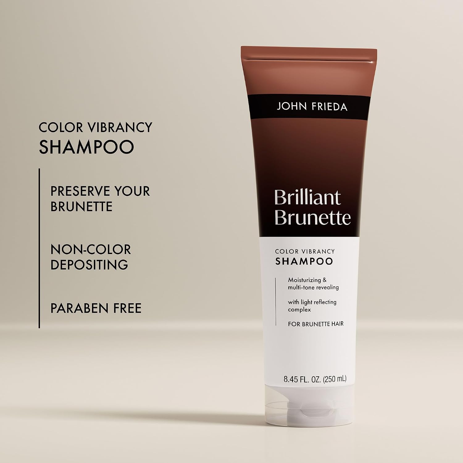 John Frieda Brilliant Brunette Color Vibrancy Shampoo, Brunette Shampoo, 8.45 Fl Oz, Pack of 2
