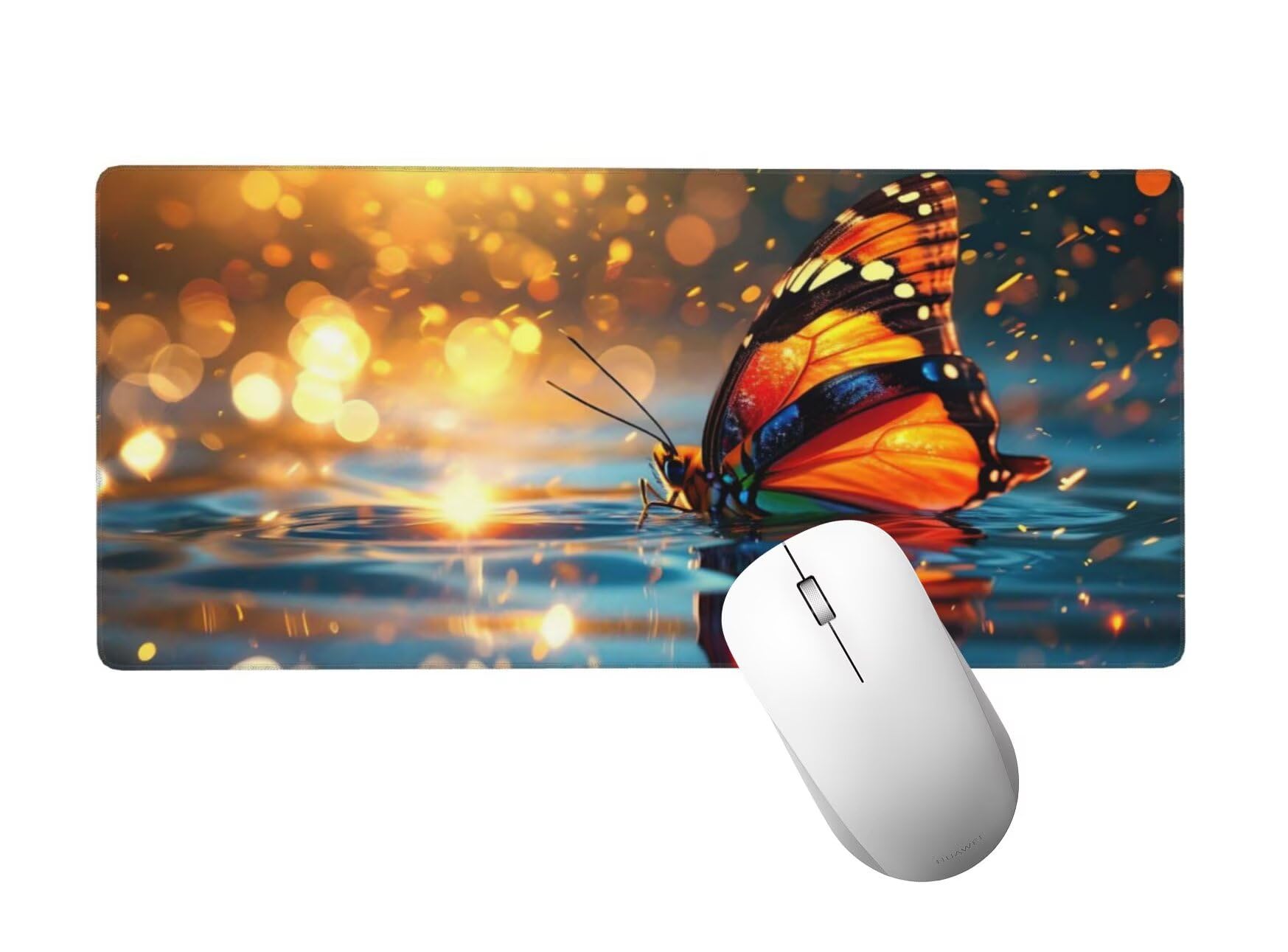 Tapis de Souris Papillon Tapis de Souris XXL 1400 x 600 mm, Grand Sous Main Bureau Gaming avec Bords Surpiqués et dos Antidérapant, Couleur Mouse Pad Gamer pour Clavier et Souris, Cadeaux Hommes H-501