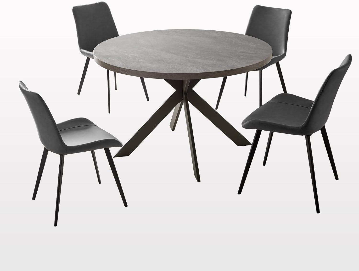 HIPIHOM Modern Kitchen Dining MDF Table and PU Chairs for
