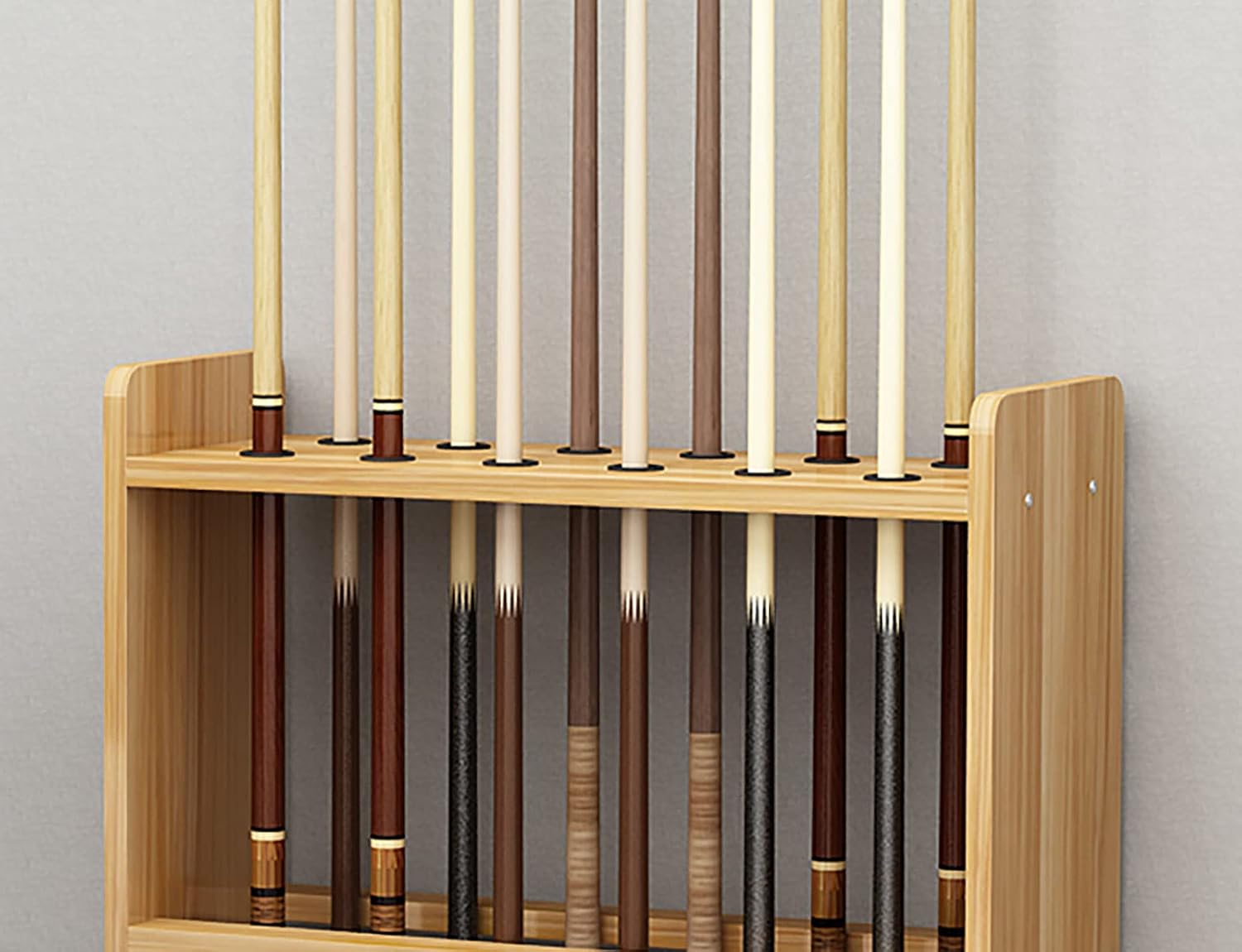 Pool Cue Rack,Wooden 12 Pool Billiard Rack Snooker Pool Cue Can Hold 12 Billiard Cues for Homes Clubs Schools-63.2x24x80cm||White