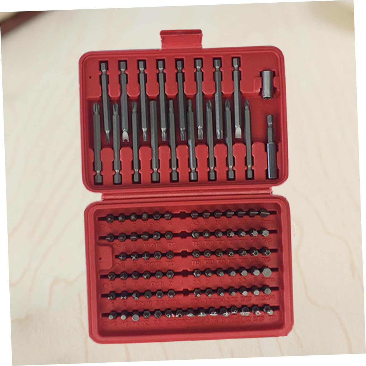 Homoyoyo Ensemble D'embouts de Tournevis en Métal Rouge Manche et Tige de Connexion 98pcs Boîte Moulée Haute Dureté pour Réparation Facile à Domicile