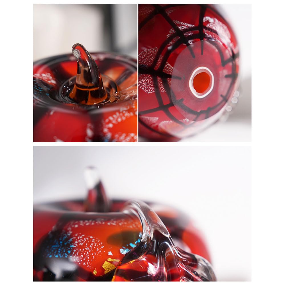 Posągi zwierząt ozdoba do dekoracji domu figurka 3,7 '' szkło Murano dmuchane czerwone jabłko przycisk do papieru unikalna ręcznie robiona figurka kolekcjonerska Fengshui dekoracja wnętrz rzemieślnic