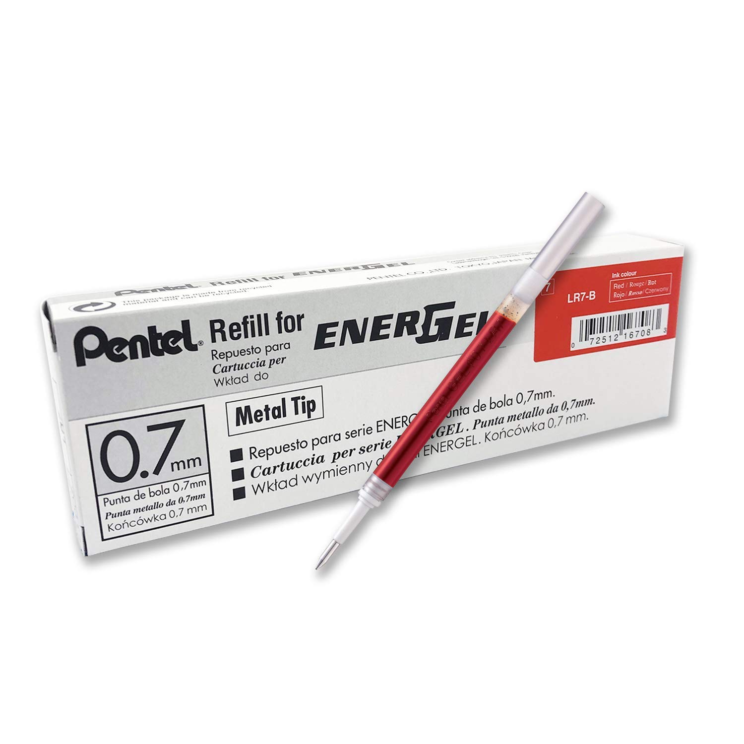 Pentel EnerGel LR7 Ultra Smooth Refill - 0.7 mm (Red, Pack of 10) By DTL Comapny