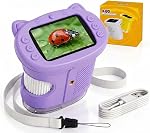 Kids Microscope, 1000X 4K Digital Microscope with 2.4″ IPS Screen & 8 LED, USB Rechargeable, STEM Science Learning Kit Toys, Great Gift for Boys and Girls Aged 4-12