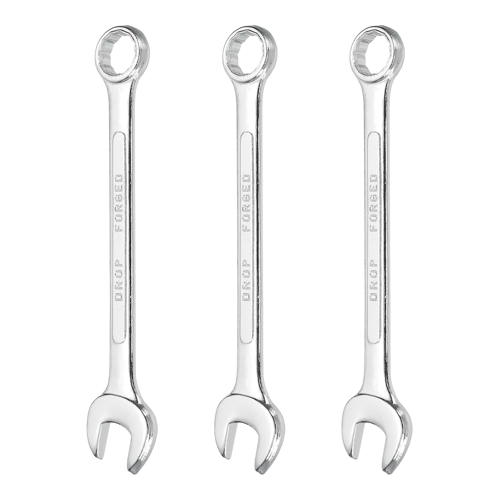 sourcing map 3Pcs Combination Wrench 17mm Metric 12-Point Box and Open End Zinc Plated Steel Double Ended Spanner Tool for Automotive Pipe Furniture Machinery DIY Repair, Silver White