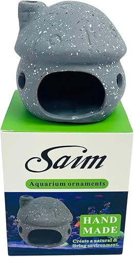 Miniatura 3 de Saim Decoraciones de acuario, cueva de cerámica de la casa de hongos, escondite de peces betta, cueva de hongos, adornos para pecera de peces