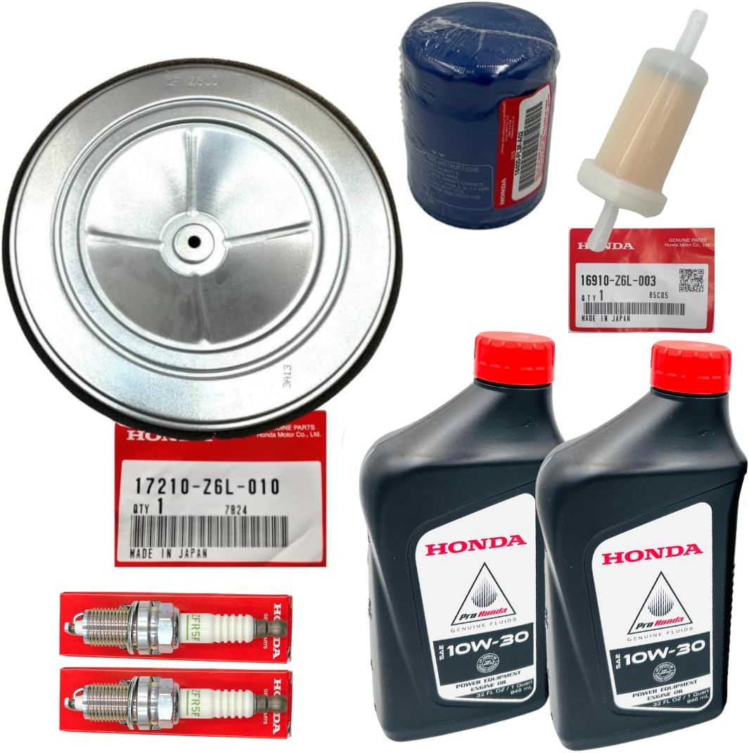 KINDZA Genuine Tune UP KIT for Honda GX630 GX660 GX690 with 2 PK Genuine Oil 08207-10W30,Genuine 15400-PLM-402 Oil Filter,Genuine AIR Filter 17210-Z6L-010, Fuel Filter 16910-Z6L-003 2 PK Spark Plugs